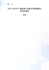 2025-2030年廣播設備行業(yè)數字營銷策略分析研究報告