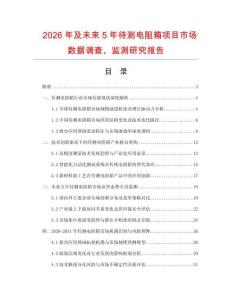 2026年及未來5年待測電阻箱項目市場數據調查、監測研究報告
