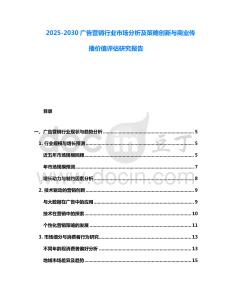 2025-2030廣告營銷行業市場分析及策略創新與商業傳播價值評估研究報告