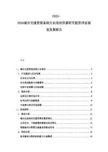 2025-2030城市交通管理系統(tǒng)行業(yè)現(xiàn)狀供需研究投資評估規(guī)劃發(fā)展報告
