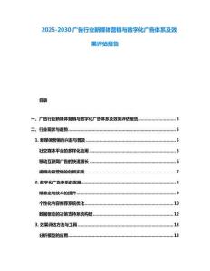 2025-2030廣告行業新媒體營銷與數字化廣告體系及效果評估報告
