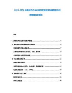 2025-2030共享經(jīng)濟(jì)行業(yè)市場深度調(diào)研及發(fā)展前景與投資策略分析報(bào)告
