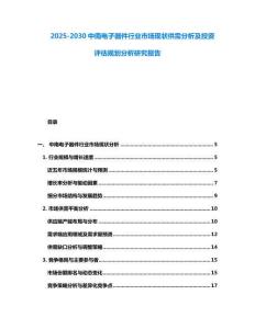 2025-2030中南電子器件行業(yè)市場現(xiàn)狀供需分析及投資評估規(guī)劃分析研究報(bào)告