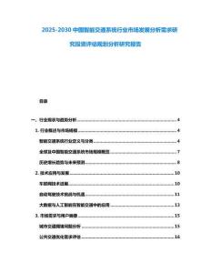 2025-2030中國智能交通系統(tǒng)行業(yè)市場發(fā)展分析需求研究投資評估規(guī)劃分析研究報告