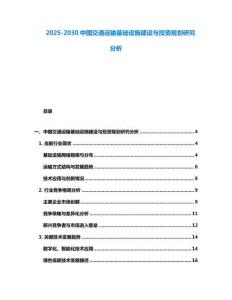 2025-2030中國交通運輸基礎(chǔ)設(shè)施建設(shè)與投資規(guī)劃研究分析