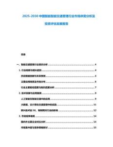 2025-2030中國智能智能交通管理行業(yè)市場供需分析及投資評估發(fā)展報告