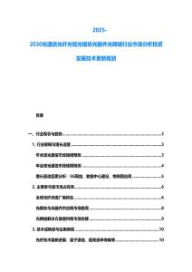 2025-2030光通信光纖光纜光模塊光器件光網絡行業市場分析投資發展技術更新規劃