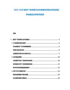 2025-2030數字廣告傳媒行業市場現狀供需分析及投資評估規劃分析研究報告
