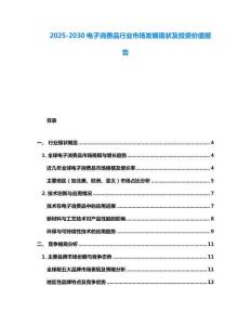 2025-2030電子消費品行業市場發展現狀及投資價值報告