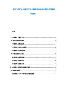 2025-2030出租車行業市場調查與發展創新投資規劃分析報告