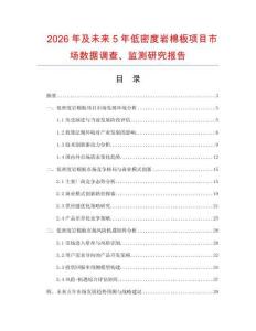 2026年及未來5年低密度巖棉板項目市場數據調查、監測研究報告