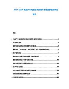2025-2030電動(dòng)汽車(chē)電池技術(shù)突破與市場(chǎng)競(jìng)爭(zhēng)格局研究報(bào)告