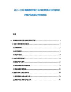 2025-2030德國精密儀器行業市場供需現狀分析及投資風險評估規劃分析研究報告