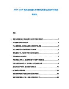2025-2030電影主創(chuàng)團(tuán)隊(duì)協(xié)作模式改進(jìn)行及創(chuàng)作環(huán)境改善研討