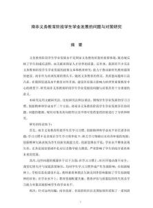 南非義務(wù)教育階段學(xué)生學(xué)業(yè)發(fā)展的問題與對策研究