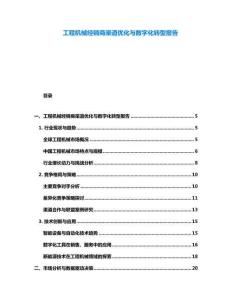 工程機械經(jīng)銷商渠道優(yōu)化與數(shù)字化轉(zhuǎn)型報告