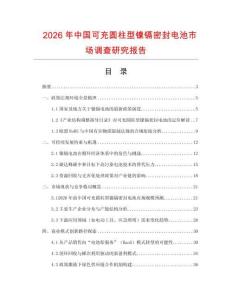2026年中国可充圆柱型镍镉密封电池市场调查研究报告