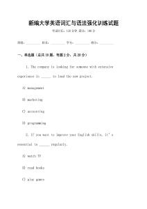 新編大學(xué)英語(yǔ)詞匯與語(yǔ)法強(qiáng)化訓(xùn)練試題