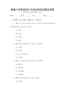 新編小學(xué)英語詞匯與語法測試試題及答案