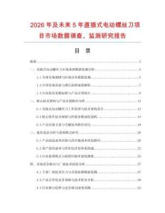 2026年及未來5年直插式電動螺絲刀項目市場數據調查、監測研究報告