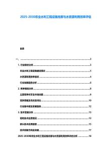 2025-2030農(nóng)業(yè)水利工程設施完善與水資源利用效率評估