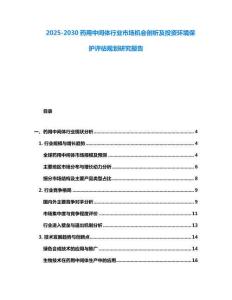 2025-2030藥用中間體行業(yè)市場機(jī)會剖析及投資環(huán)境保護(hù)評估規(guī)劃研究報(bào)告