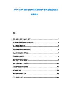 2025-2030鋼鐵行業(yè)市場深度調(diào)研與未來發(fā)展趨勢規(guī)劃研究報(bào)告