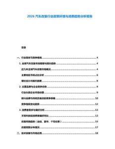 2026汽車改裝行業政策環境與消費趨勢分析報告