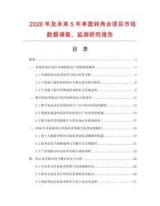 2026年及未來5年單面轉角臺項目市場數據調查、監測研究報告