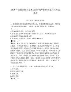 2026年安徽黃梅戲藝術職業學院單招職業適應性考試題庫及參考答案詳解