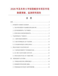 2026年及未来5年轻型载货车项目市场数据调查、监测研究报告