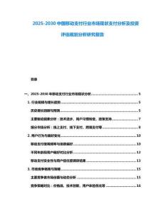 2025-2030中国移动支付行业市场现状支付分析及投资评估规划分析研究报告