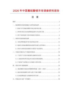 2026年中國(guó)氟硅酸鎂市場(chǎng)調(diào)查研究報(bào)告