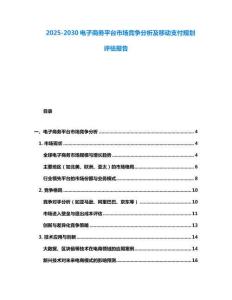 2025-2030电子商务平台市场竞争分析及移动支付规划评估报告