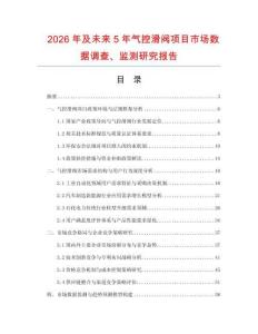 2026年及未來5年氣控滑閥項目市場數據調查、監測研究報告