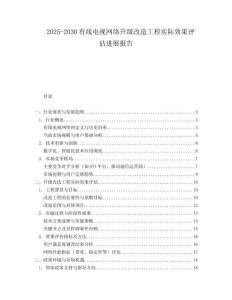 2025-2030有線電視網絡升級改造工程實際效果評估進展報告