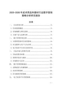 2025-2030年武術(shù)用品和器材行業(yè)數(shù)字營銷策略分析研究報告
