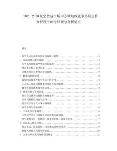 2025-2030航空貨運市場中東歐航線競爭格局運價分析投資可行性規劃分析研究