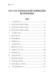 2025-2030年在線安全存儲行業(yè)跨境出海戰(zhàn)略分析研究報告