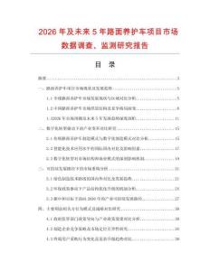 2026年及未來5年路面養護車項目市場數據調查、監測研究報告