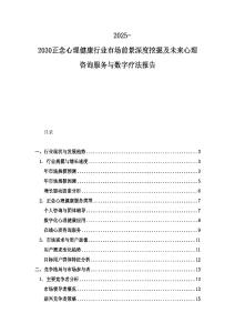 2025-2030正念心理健康行業市場前景深度挖掘及未來心理咨詢服務與數字療法報告