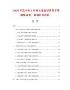 2026年及未來5年桌上冰壺球項目市場數據調查、監測研究報告