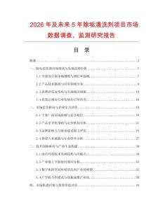 2026年及未來5年除垢清洗劑項目市場數據調查、監測研究報告