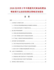 2026及未來5年中國直列式柴油機燃油噴射泵行業(yè)投資前景及策略咨詢報告