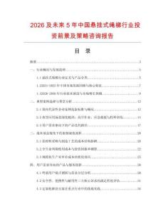 2026及未來5年中國懸掛式繩梯行業投資前景及策略咨詢報告
