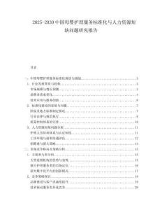 2025-2030中國母嬰護理服務標準化與人力資源短缺問題研究報告