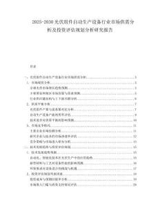 2025-2030光伏組件自動生產(chǎn)設(shè)備行業(yè)市場供需分析及投資評估規(guī)劃分析研究報告