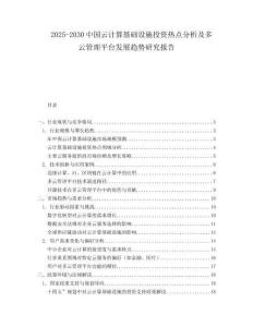 2025-2030中國云計(jì)算基礎(chǔ)設(shè)施投資熱點(diǎn)分析及多云管理平臺(tái)發(fā)展趨勢(shì)研究報(bào)告