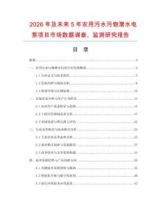 2026年及未來5年農用污水污物潛水電泵項目市場數據調查、監測研究報告
