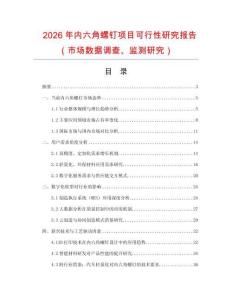 2026年內(nèi)六角螺釘項目可行性研究報告（市場數(shù)據(jù)調(diào)查、監(jiān)測研究）